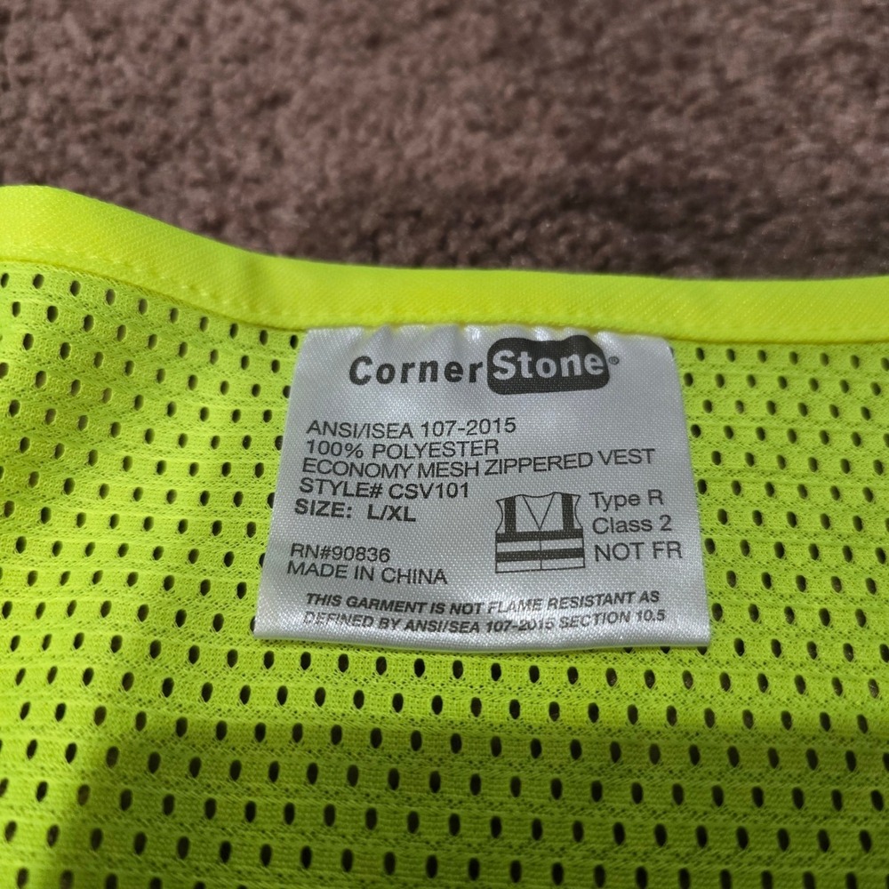 Krispy Kreme Safety Vest Neon Yellow Reflective Mesh CSV101 L/XL Cornerstone - Picture 4 of 5
